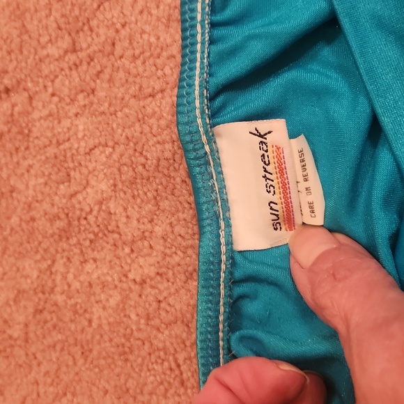 Sun Streak Woman's Bikini Bottom with cross over front in Turquoise Blue - Picture 3 of 6
